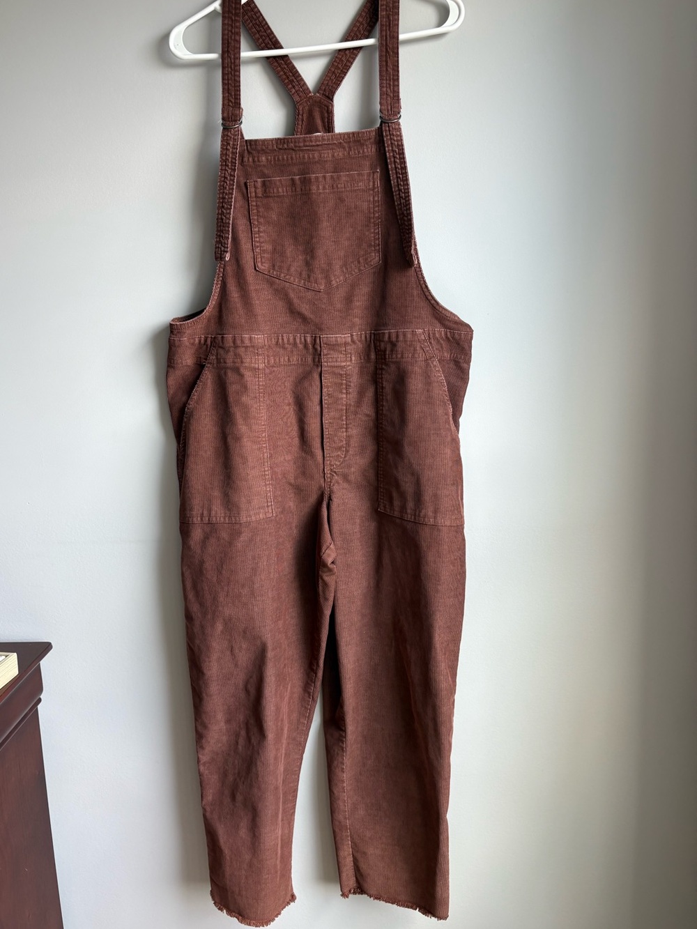 aerie Brown Corduroy Overalls with Crossback Straps